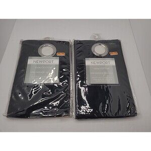 Newport Grommet Valance Set Black 58" x 14" Cotton Home Decor Top Treatment